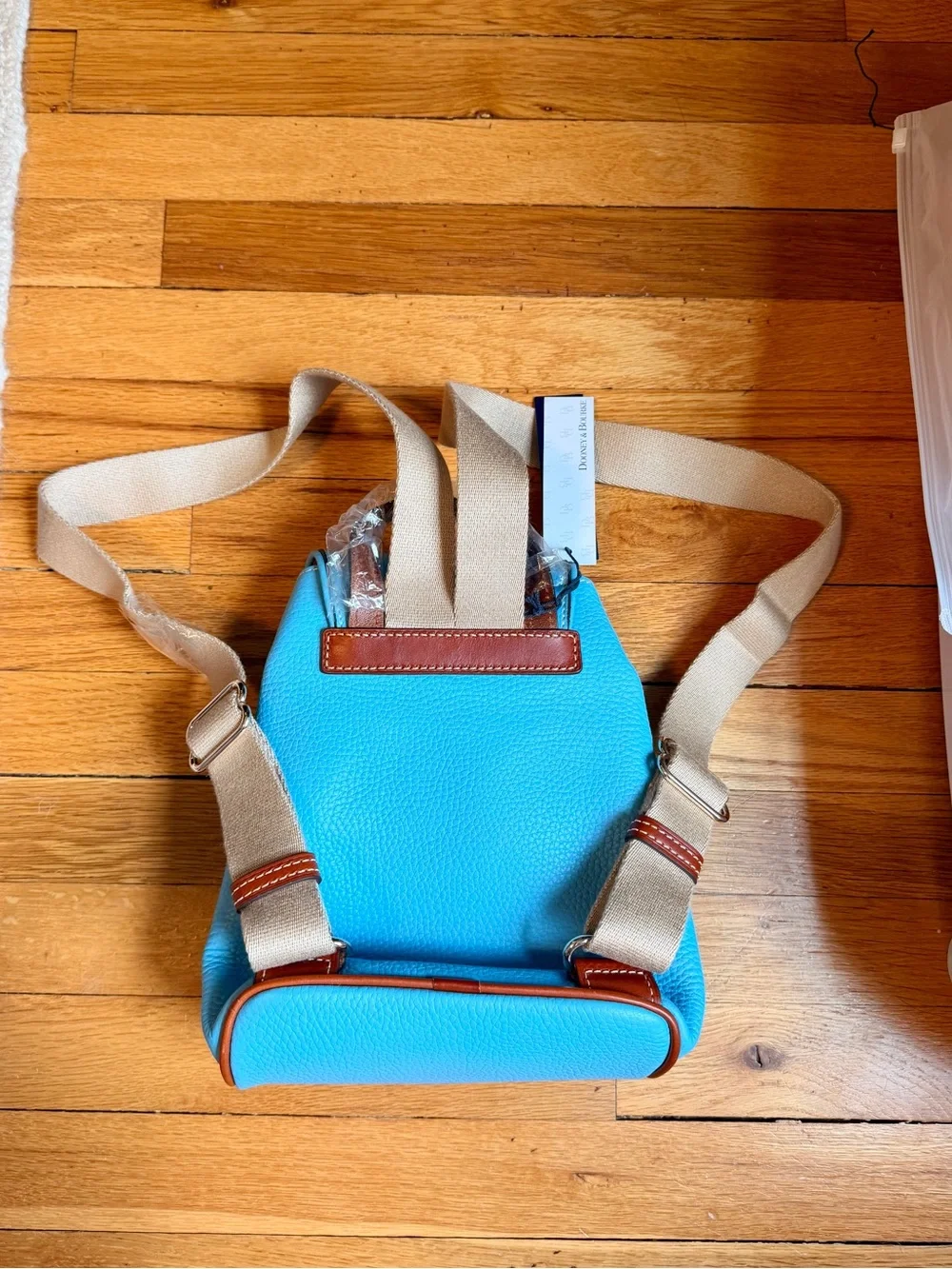 NWT Dooney & Bourke Pebble Grain Sky Blue Small Murphy Backpack.